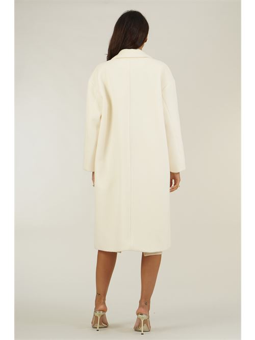 Cappotto doppio petto con decorazioni gioiello Twins Fantasy | T5082IVORY